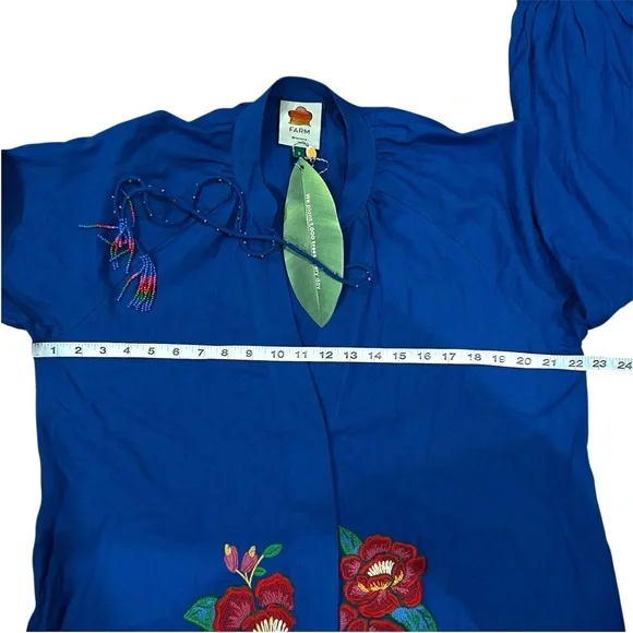 FINAL PRICE NEW NWT FARM Rio Flowerful Rio Embroidery Linen Kaftan Midi Dress - Picture 12 of 13